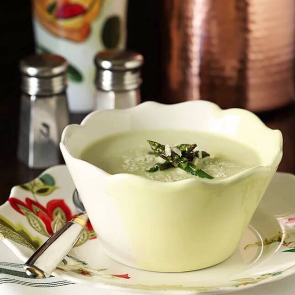 Cream of Roasted Asparagus Soup with Garlic & Parmesan