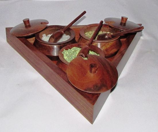 Picture of WOOD PICKLE POT HANDI 3P W/TRAY TRIANGLE