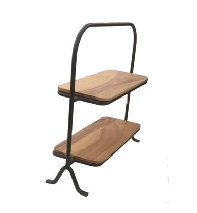 Picture of WOOD MUFFIN STAND RECT 2 TIER 14.5X5.5X14.5"