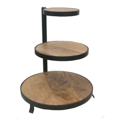 Picture of WOOD MUFFIN STAND ROUND 3 TIER REVOLVING