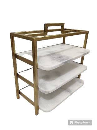 Picture of SHL RISER FOOD DISPLAY 3 TIER MARBLE GOLD SS-2208B