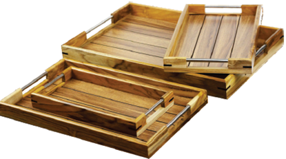 Picture of KVG SERVING TRAY SET OF 4 TEAKWOOD K0992