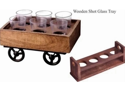 Picture of KVG SHOT GLASS TRAY TEAKWOOD  K0854