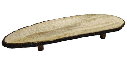 Picture of SHL WOOD BARK OVAL PLATTER W/STAND 20X6 2373B