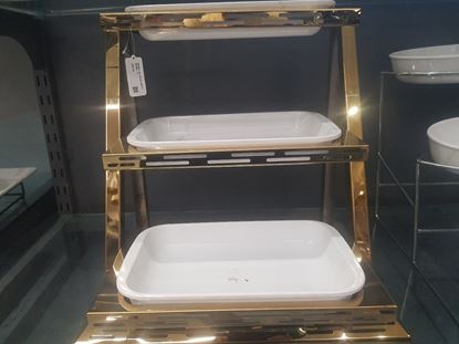 Picture of HSH RISER 3P GOLD W/BOROSIL RECT BOWL 14 WHITE