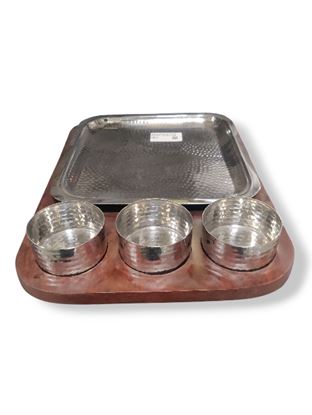 Picture of CK WOOD BASE PLATTER SQUARE 2 BOWLS 948