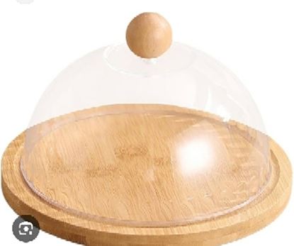 Picture of HS WOOD CAKE DISPLAY 28CM WITH PC LID