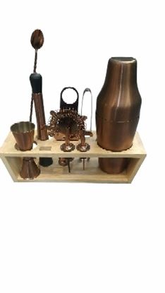 Picture of KMW BAR SET PREMIUM 11P W/WOOD STAND R GOLD