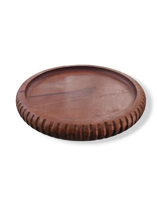 Picture of CK WOOD GROOVES ROUND PLATTER BROWN 10 2028