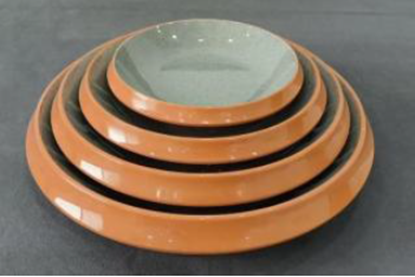 Picture of HNH ML PASTEL ORANGE BROAD RIM PLATTER 12
