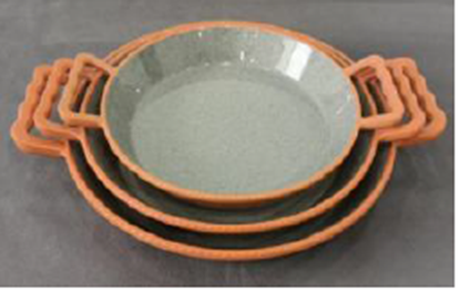 Picture of HNH ML PASTEL ORANGE BROAD RIM WOK PLATTER W/H 14