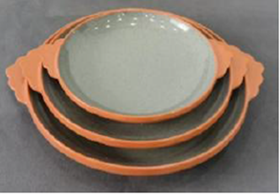 Picture of HNH ML PASTEL ORANGE BROAD RIM WOK PLATTER 16.7