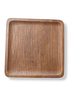 Picture of CK WOOD GROOVES SQ PLATTER BROWN 8X8" 2030