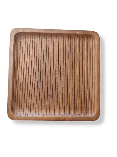 Picture of CK WOOD GROOVES SQ PLATTER BROWN 11X11" 2030