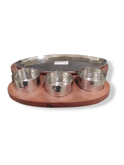 Picture of CK WOOD BASE PLATTER OVAL 2 BOWLS 945