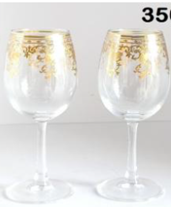Picture of IMP DELI WINE GLASS 350ML GOLD DECAL EJ5201-HC DEC