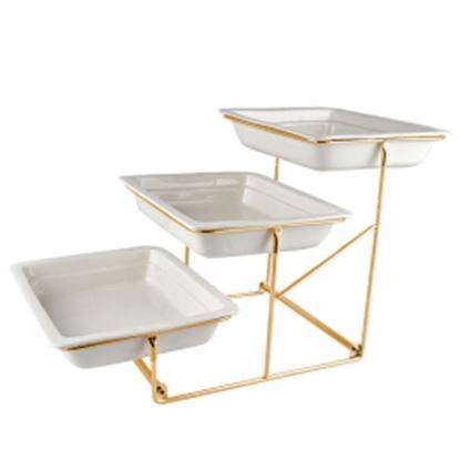 Picture of HSH RISER 3P SS W/BOROSIL RECT BOWL 12 WHITE