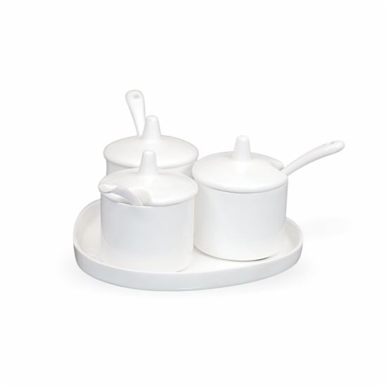 Picture of BONE-CHINA PICKLE TRAY 10 PC SET TRIANGULAR