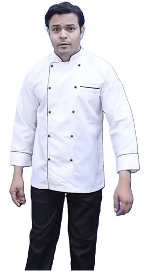 Picture of CHAFFEX UNF CHEF COAT WHITE (ZIGZAG MATT) SIZE 44