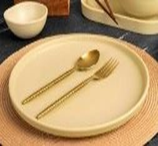 Picture of HNH ML ROCA BEIGE RIM SMALL PLATE 8" 303