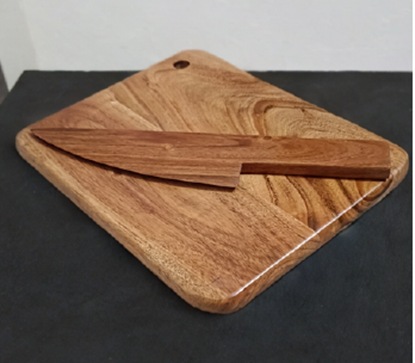 Picture of ARY WOOD CHOPPING BOARD 10X8 W/ WOOD KNIFE 11229