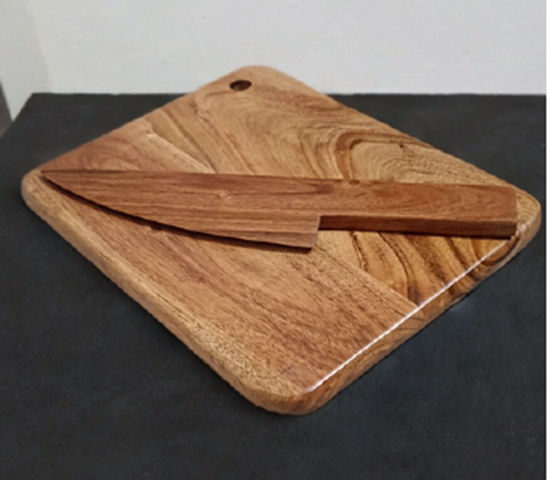Picture of ARY WOOD CHOPPING BOARD 10X8 W/ WOOD KNIFE 11229