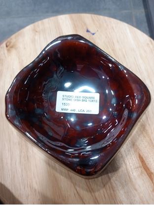 Picture of CC STUDIO RED SQUARE STONE DISH BIG 13X12.3