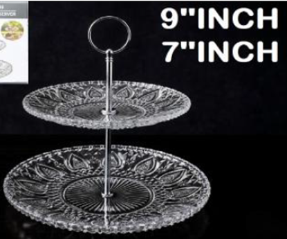 Picture of IMP CAKE STAND GLASS GK 2 TIER H102586-