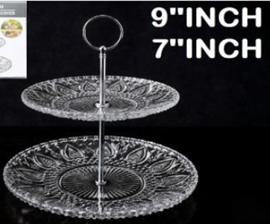 Picture of IMP CAKE STAND GLASS GK 2 TIER H102586-