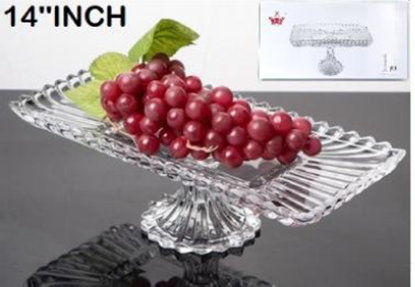 Picture of IMP YUJING GLASS PLATTER W/STAND RECT 14" Y7025-7--