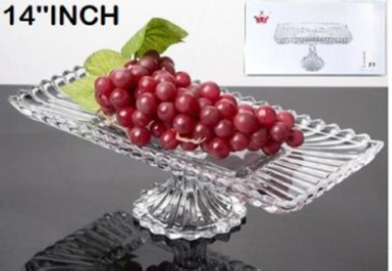 Picture of IMP YUJING GLASS PLATTER W/STAND RECT 14" Y7025-7--