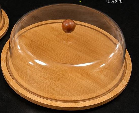 Picture of CHAFFEX CAKE PLATE WOODEN W/ ACRYLIC LID